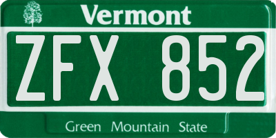 VT license plate ZFX852