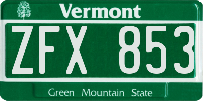 VT license plate ZFX853