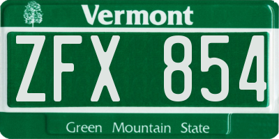 VT license plate ZFX854