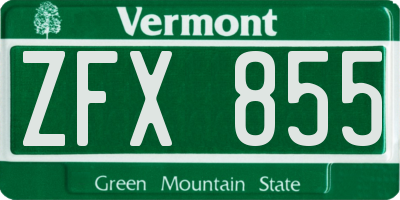 VT license plate ZFX855