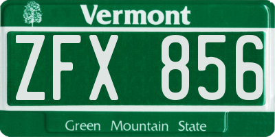 VT license plate ZFX856