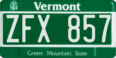 VT license plate ZFX857