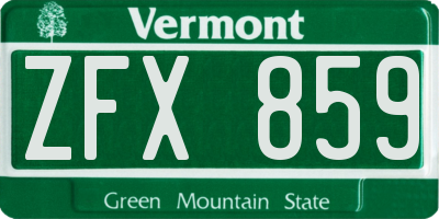 VT license plate ZFX859