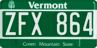 VT license plate ZFX864