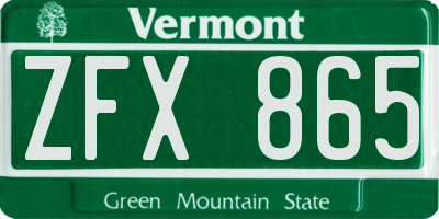 VT license plate ZFX865