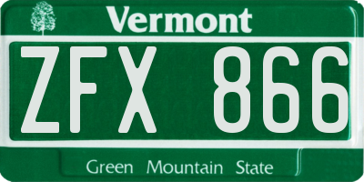 VT license plate ZFX866