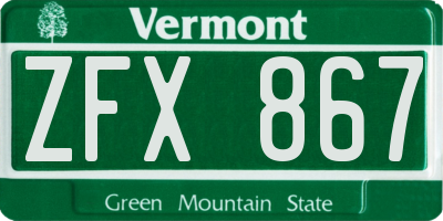 VT license plate ZFX867