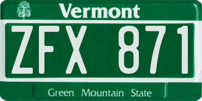 VT license plate ZFX871
