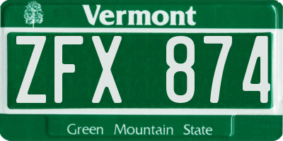 VT license plate ZFX874