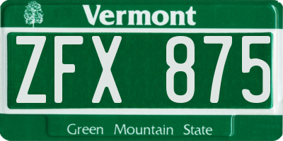 VT license plate ZFX875