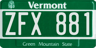 VT license plate ZFX881
