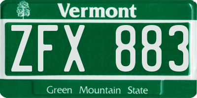 VT license plate ZFX883