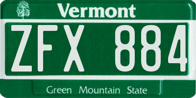 VT license plate ZFX884
