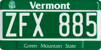 VT license plate ZFX885