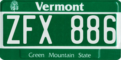 VT license plate ZFX886