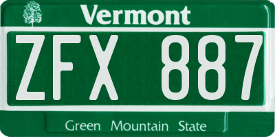 VT license plate ZFX887