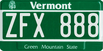 VT license plate ZFX888