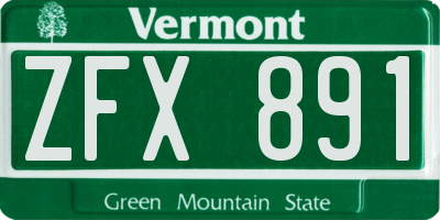 VT license plate ZFX891