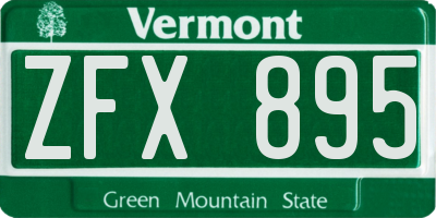 VT license plate ZFX895
