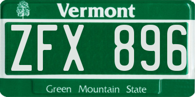 VT license plate ZFX896