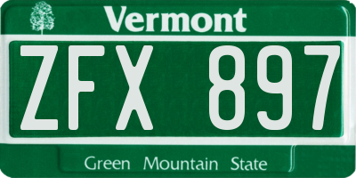 VT license plate ZFX897