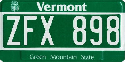 VT license plate ZFX898