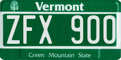 VT license plate ZFX900