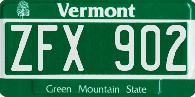 VT license plate ZFX902