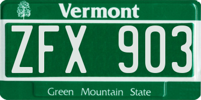 VT license plate ZFX903
