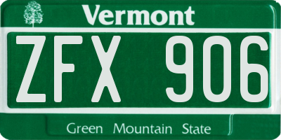 VT license plate ZFX906