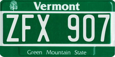 VT license plate ZFX907