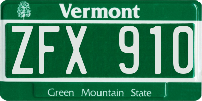 VT license plate ZFX910