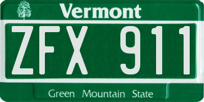 VT license plate ZFX911