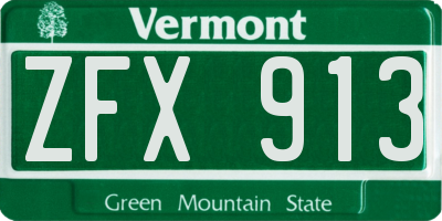 VT license plate ZFX913