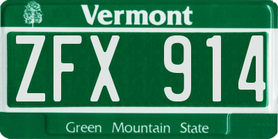 VT license plate ZFX914