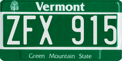 VT license plate ZFX915