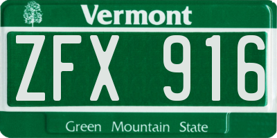 VT license plate ZFX916