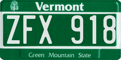 VT license plate ZFX918