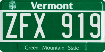 VT license plate ZFX919
