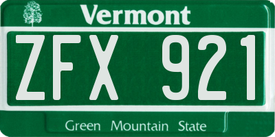 VT license plate ZFX921