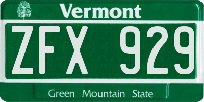 VT license plate ZFX929