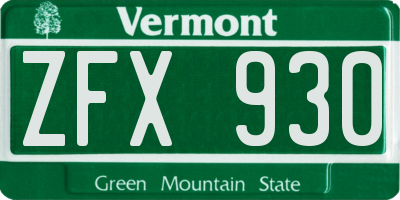 VT license plate ZFX930