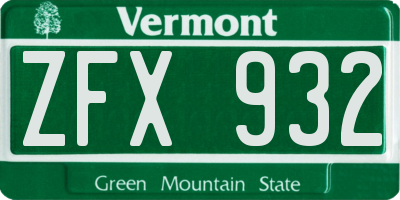 VT license plate ZFX932