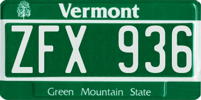 VT license plate ZFX936