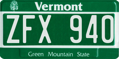 VT license plate ZFX940