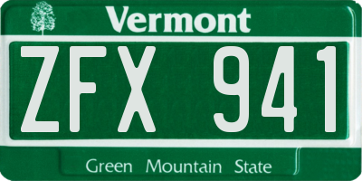 VT license plate ZFX941