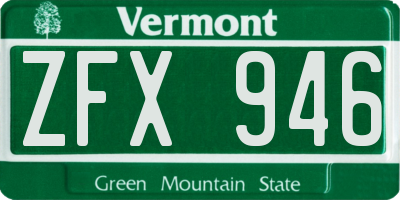 VT license plate ZFX946