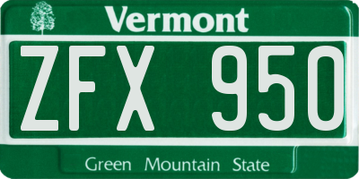 VT license plate ZFX950