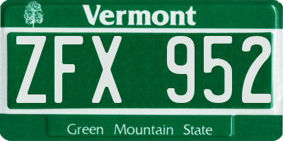 VT license plate ZFX952