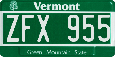 VT license plate ZFX955